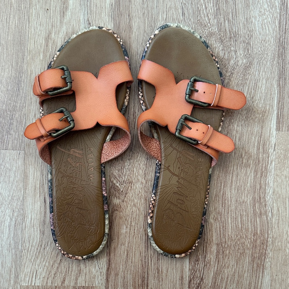 Stylish Orange Double-Buckle Sandals
